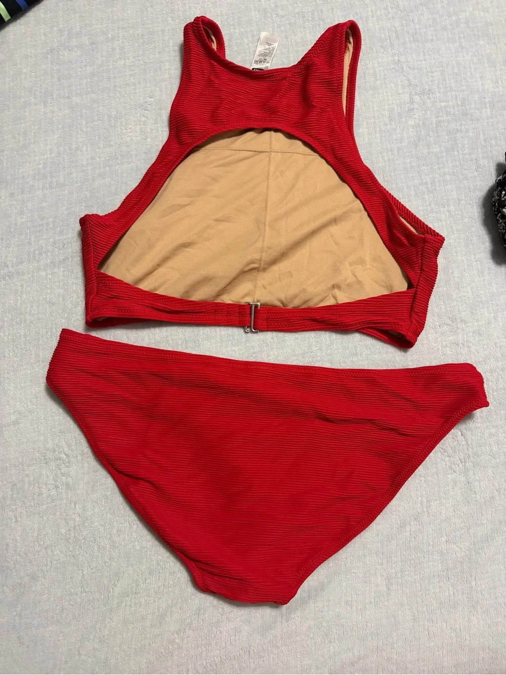 Old Navy Red Ribbed High-Neck Bikini Set